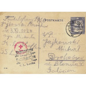Karta pocztowa z obozu koncentracyjnego Majdanek - Drohobycz