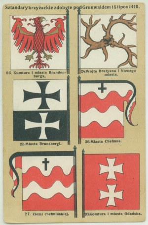 Teutonic banners captured at Grunwald on July 16, 1410, 23. the Commandery and City of Brandenburg, 24. the Chief of Bratyan and New Town, 25. the City of Brunsberg, 26. the City of Chelm, 27. the Land of Chelm, 28. the Commandery and City of Danzig, Nakł