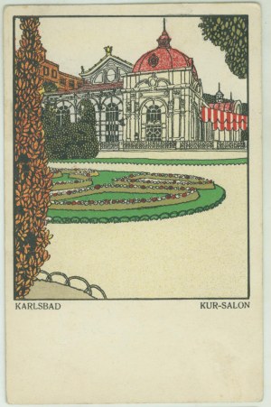 WIENER WERKSTAETTE No 221, Karlsbad Kur-Salon, nsygn [Erich Schmal], col. letter, 1909