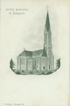 KOZY - Nový kostol v Kozách, čb tlač, okolo roku 1900,