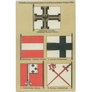 Sztandary krzyżackie zdobyte pod Grunwaldem 16 lipca 1410, 2. Mniejszy sztandar Wielkiego Mistrza Zakonu, 3. Wielkiego komtura Sztumu, 4 Zakonu krzyżackiego, 5. Podskarbiego Zakonu, 6. Biskupa chełmińskiego, Nakł. S.W. Niemojowski, Lwów