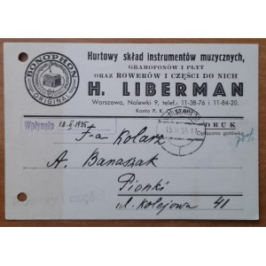 Warszawa.Nalewki 9.Hurtowy Skład Instrumentów Muzycznych H.Liberman
