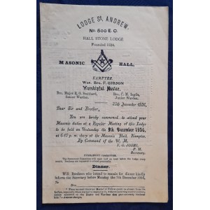 Masonic Lodge flyer dated 25.IX.1936.