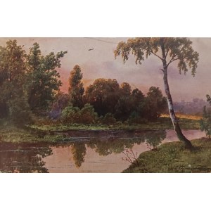 Jozef Guranowski, Polish Landscape / Postcard with reproduction, published by K. Wojutyński, Warsaw, 1927