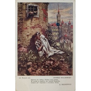 Juliusz Kossak, Adam Mickiewicz Konrad Wallenrod / Postcard with reproduction, published by Salon of Polish Painters, Cracow, 1928