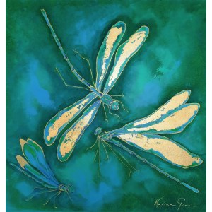 Karina GÓRA (b. 1973), Dragonflies in emeralds, 2023