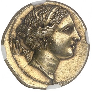Sicile, Syracuse, Agathoclès (317-289 av. J.-C.). 100 litrai (Double décadrachme d’Or) ND (304-289 av. J.-C.), Syracuse.