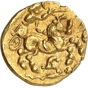 Centre-est et Est de la Celtique. Quart de statère “type de Besançon”, au triskèle bouleté ND (IIe s. av. J.-C.).