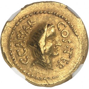 Jules César (60-44 av. J.-C.). Aureus ND (46 av. J.-C.), Rome.
