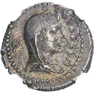 Junia, Q. Caepio Brutus (Marcus Junius Brutus Cæpio). Denier, avec L. Sestius proquesteur 43-42 av. J.-C, atelier itinérant.