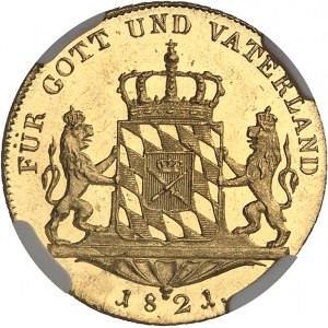 Bavière, Maximilien I (IV) Joseph (1799-1806-1825). Ducat, d’aspect Flan bruni (PROOFLIKE) 1821, Munich.