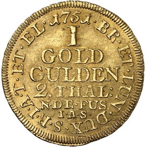 Brunswick-Lüneburg-Calenberg-Hanovre, Georges II (1727-1760). 1 florin d’or (2 thalers) 1751 IAS, Hanovre.