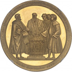 Hambourg (ville impériale de). Portugalöser au module de 10 ducats, tricentenaire de la constitution civile, d’aspect Flan bruni (PROOFLIKE) 1828.