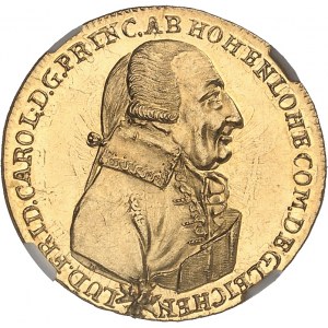 Hohenlohe-Neuenstein-Oehringen, Louis Frédéric Charles (1765-1805). Ducat commémoratif, anniversaire des 81 ans du Prince, d’aspect Flan bruni (PROOFLIKE) 1804, Nuremberg.