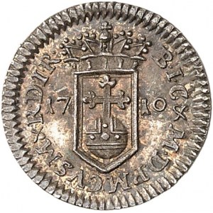 Jülich-Berg, Jean Guillaume II (1679-1716). Essai du 1/4 de ducat sur flan en argent 1710, Düsseldorf.