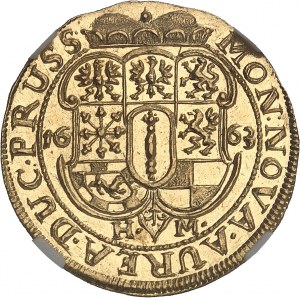 Brandebourg-Prusse, Frédéric-Guillaume (1640-1688). Ducat 1663 HM, Königsberg.