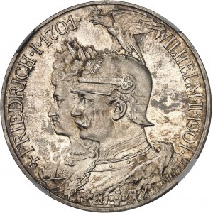 Prusse, Guillaume II (1888-1918). 5 (fünf) mark commémoratifs, bicentenaire du Royaume de Prusse 1901, A, Berlin.