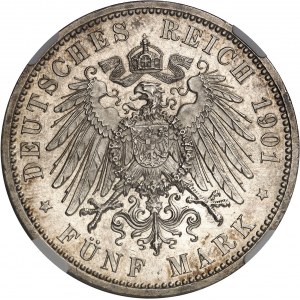 Prusse, Guillaume II (1888-1918). 5 (fünf) mark commémoratifs, bicentenaire du Royaume de Prusse 1901, A, Berlin.
