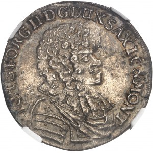 Saxe, Jean-Georges II (1656-1680). 2/3 de thaler 1677 CR, Dresde.