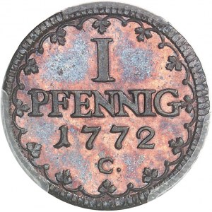 Saxe, Frédéric-Auguste III, prince-électeur (1763-1806). 1 pfennig 1772 C, Dresde.