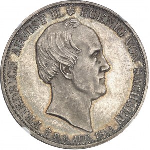 Saxe, Frédéric Auguste II (1836-1854). Double thaler commémoratif, mort du Roi le 9 août 1854 1854 (F), Dresde.