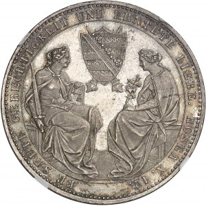 Saxe, Frédéric Auguste II (1836-1854). Double thaler commémoratif, mort du Roi le 9 août 1854 1854 (F), Dresde.