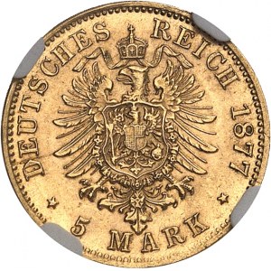 Saxe, Albert (1873-1902). 5 mark 1877, E, Muldenhutten.
