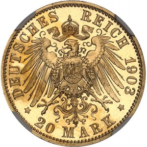 Waldeck-Pyrmont, Frédéric (1893-1918). 20 mark, Flan bruni (PROOF) 1903, A, Berlin.