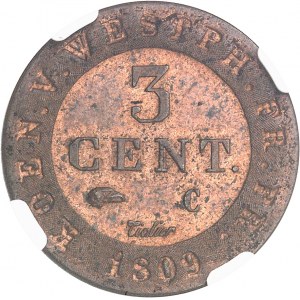 Westphalie, Jérôme Napoléon (1807-1813). 3 centimes 1809, C, Cassel.