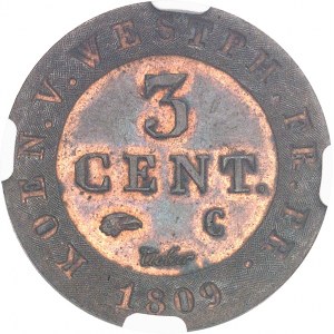Westphalie, Jérôme Napoléon (1807-1813). 3 centimes 1809, C, Cassel.