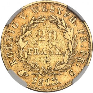 Westphalie, Jérôme Napoléon (1807-1813). 20 franken Or 1813, C, Cassel.