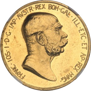 François-Joseph Ier (1848-1916). 100 corona, 60e anniversaire de règne, Flan bruni (PROOF) 1908, Kremnitz.