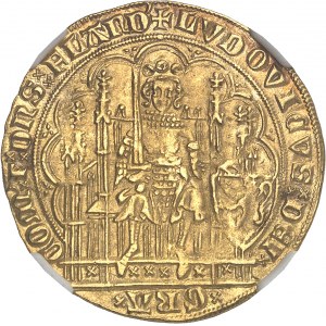 Flandres (comté de), Louis de Male (1346-1384). Écu d’or à la chaise et au lion ND (1346-1384), Gand ou Malines.