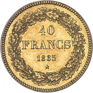 Léopold Ier (1831-1865). 40 francs Or, tranche en position A 1836, Bruxelles.