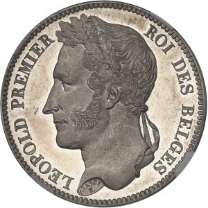 Léopold Ier (1831-1865). Essai de 5 francs, tranche lisse, Flan bruni (PROOF) 1832, Bruxelles.