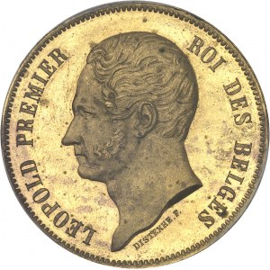 Léopold Ier (1831-1865). Essai de 5 francs en bronze doré par F. Distexhe 1847, Bruxelles.