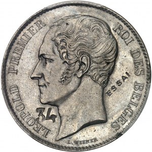 Léopold Ier (1831-1865). Essai de 2 1/2 francs, grosse tête, par L. Wiener, #34 1848, Bruxelles.