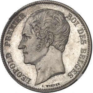 Léopold Ier (1831-1865). Épreuve de 2 1/2 francs, grande tête nue, sur Flan bruni (PROOF) 1849, Bruxelles.