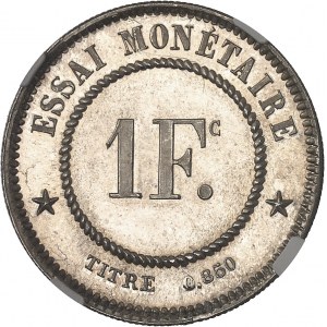 Léopold Ier (1831-1865). Essai de 1 franc, Flan bruni (PROOF) 1859, Bruxelles.