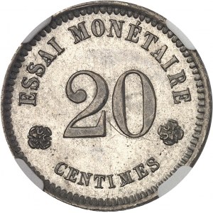 Léopold Ier (1831-1865). Essai de 20 centimes au lion par Braemt 1859, Bruxelles.