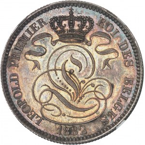Léopold Ier (1831-1865). Épreuve de 10 centimes au lion, en argent 1832, Bruxelles.