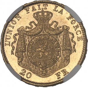 Léopold II (1865-1909). 20 francs 1875, Bruxelles.