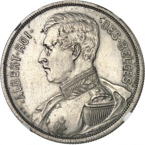 Albert Ier (1909-1934). Essai de 100 francs Or, en cupro-nickel, par Devreese, #27, Flan bruni (PROOF) 1911, Bruxelles.