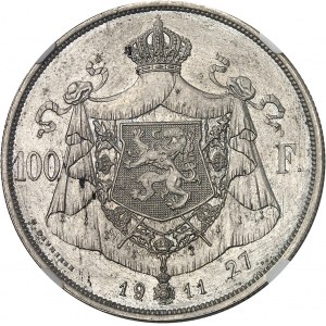 Albert Ier (1909-1934). Essai de 100 francs Or, en cupro-nickel, par Devreese, #27, Flan bruni (PROOF) 1911, Bruxelles.