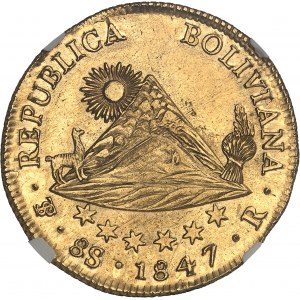 République. 8 escudos 1847 R, Potosi.
