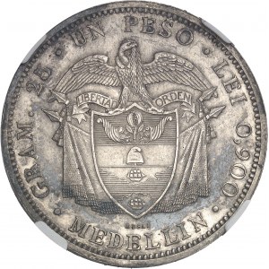 République. Essai de frappe uniface de revers de Un peso, par Albert Barre, Flan bruni (PROOF) ND (1873), Paris.