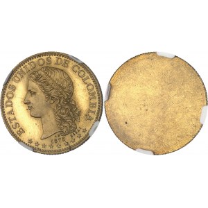 République. Essais de frappe unifaces d’avers et revers de Diez pesos, par Albert Barre, Flans brunis (PROOF) 1873, Paris.