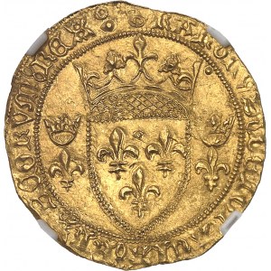 Charles VII (1422-1461). Écu d’or à la couronne 3e type, ou écu neuf, 6e émission ND (1450-1461), Montpellier.