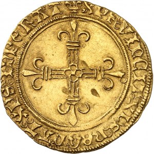Charles VIII (1483-1498). Écu d’or au soleil, 1ère émission modifiée avec lis initiaux ND (1494-1498), Poitiers.