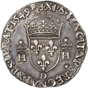 Henri II (1547-1559). Teston au buste couronné 1549, D, Lyon.